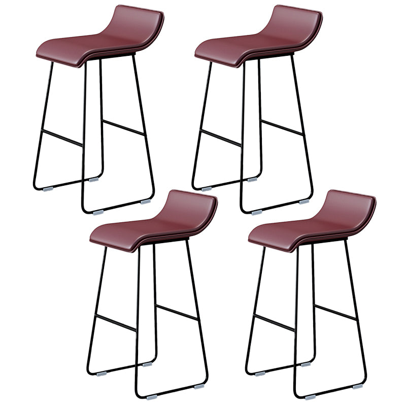 Industrial Armless Counter Stool Solid Wave Seat Bar Chair with Metal Legs