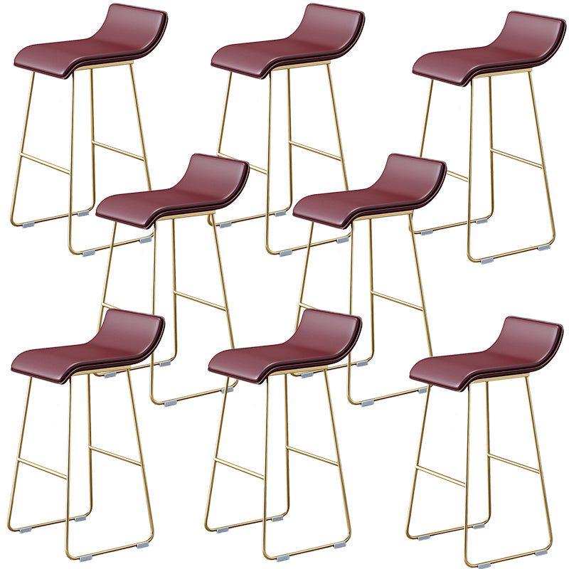 Industrial Armless Counter Stool Solid Wave Seat Bar Chair with Metal Legs