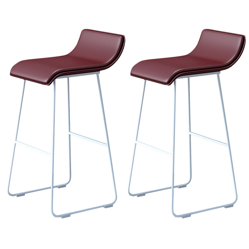 Industrial Armless Counter Stool Solid Wave Seat Bar Chair with Metal Legs