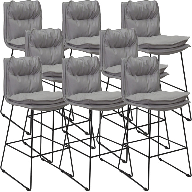 Scandinavian Metal Barstool Faux Leather Counter Stool With Iron Base