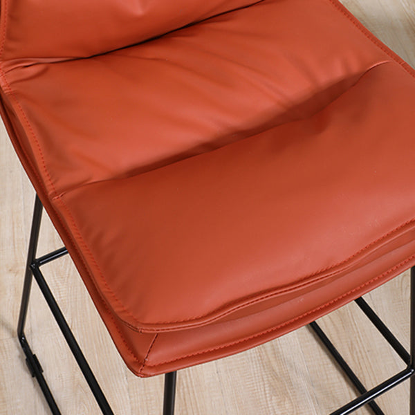 Scandinavian Metal Barstool Faux Leather Counter Stool With Iron Base