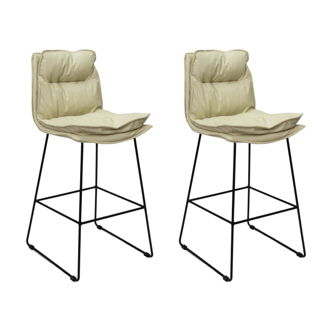 Scandinavian Metal Barstool Faux Leather Counter Stool With Iron Base