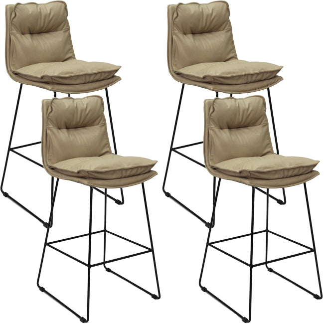 Scandinavian Metal Barstool Faux Leather Counter Stool With Iron Base