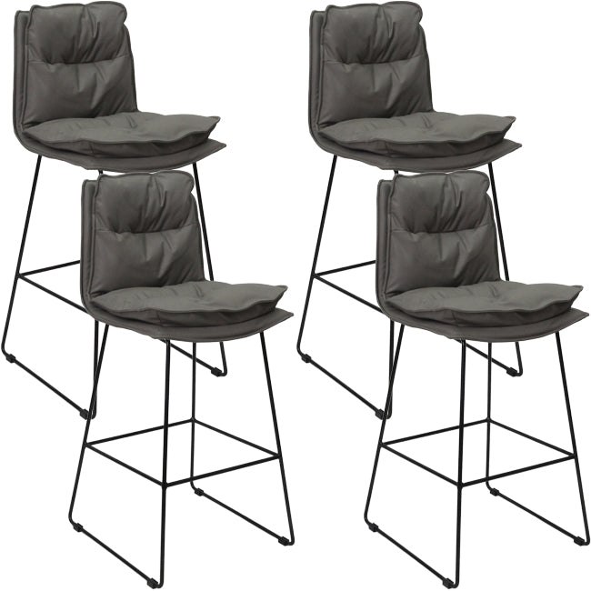 Scandinavian Metal Barstool Faux Leather Counter Stool With Iron Base