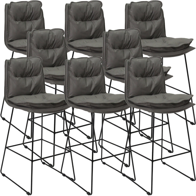 Scandinavian Metal Barstool Faux Leather Counter Stool With Iron Base