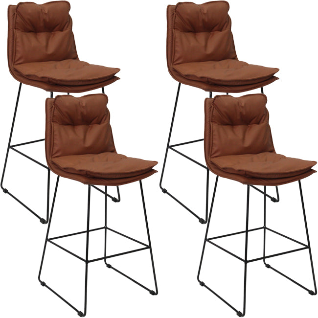 Scandinavian Metal Barstool Faux Leather Counter Stool With Iron Base