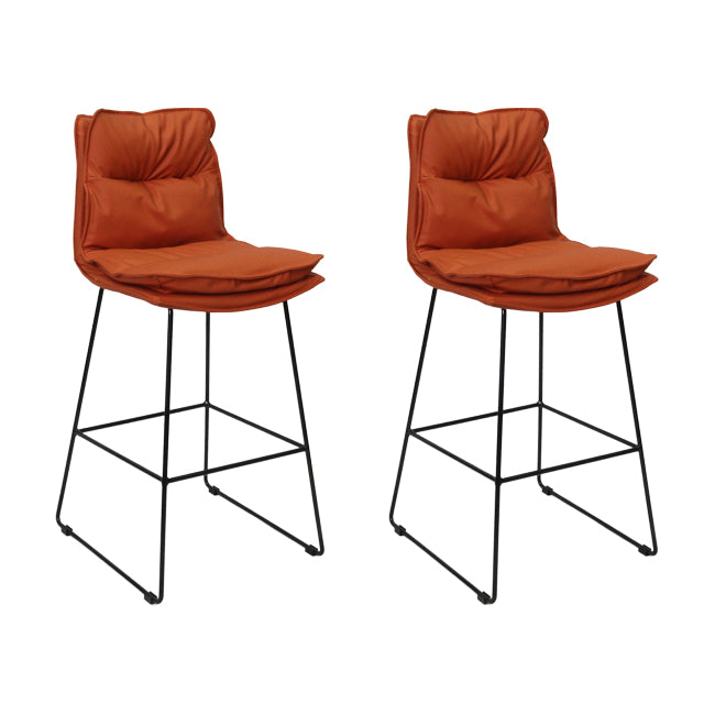 Scandinavian Metal Barstool Faux Leather Counter Stool With Iron Base