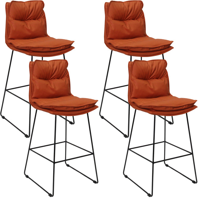 Scandinavian Metal Barstool Faux Leather Counter Stool With Iron Base