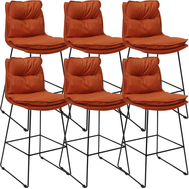 Scandinavian Metal Barstool Faux Leather Counter Stool With Iron Base