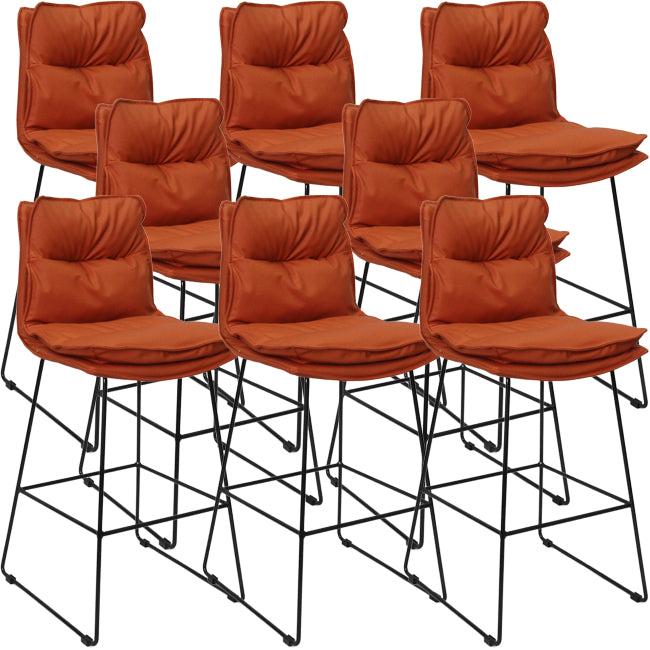 Scandinavian Metal Barstool Faux Leather Counter Stool With Iron Base