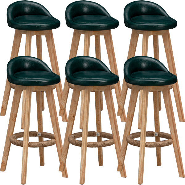 Scandinavian Wood Barstool Low Back Fabric Upholstered Counter Stool in Matte Finish