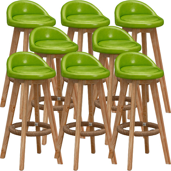 Scandinavian Wood Barstool Low Back Fabric Upholstered Counter Stool in Matte Finish