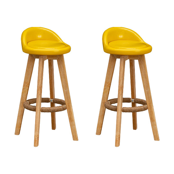 Scandinavian Wood Barstool Low Back Fabric Upholstered Counter Stool in Matte Finish