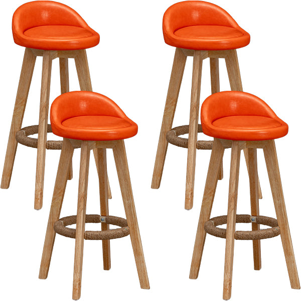 Scandinavian Wood Barstool Low Back Fabric Upholstered Counter Stool in Matte Finish