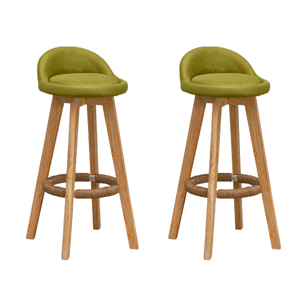 Scandinavian Wood Barstool Low Back Fabric Upholstered Counter Stool in Matte Finish