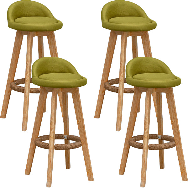 Scandinavian Wood Barstool Low Back Fabric Upholstered Counter Stool in Matte Finish
