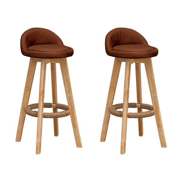 Scandinavian Wood Barstool Low Back Fabric Upholstered Counter Stool in Matte Finish