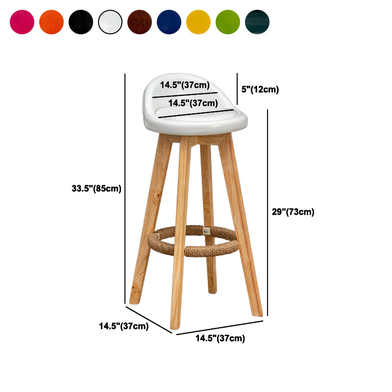 Scandinavian Wood Barstool Low Back Fabric Upholstered Counter Stool in Matte Finish