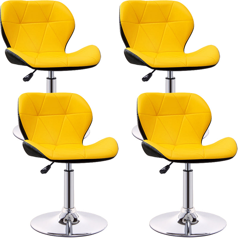 Scandinavian Metal Barstool Low Back PU Leather Furniture in Matte Finish for Indoor