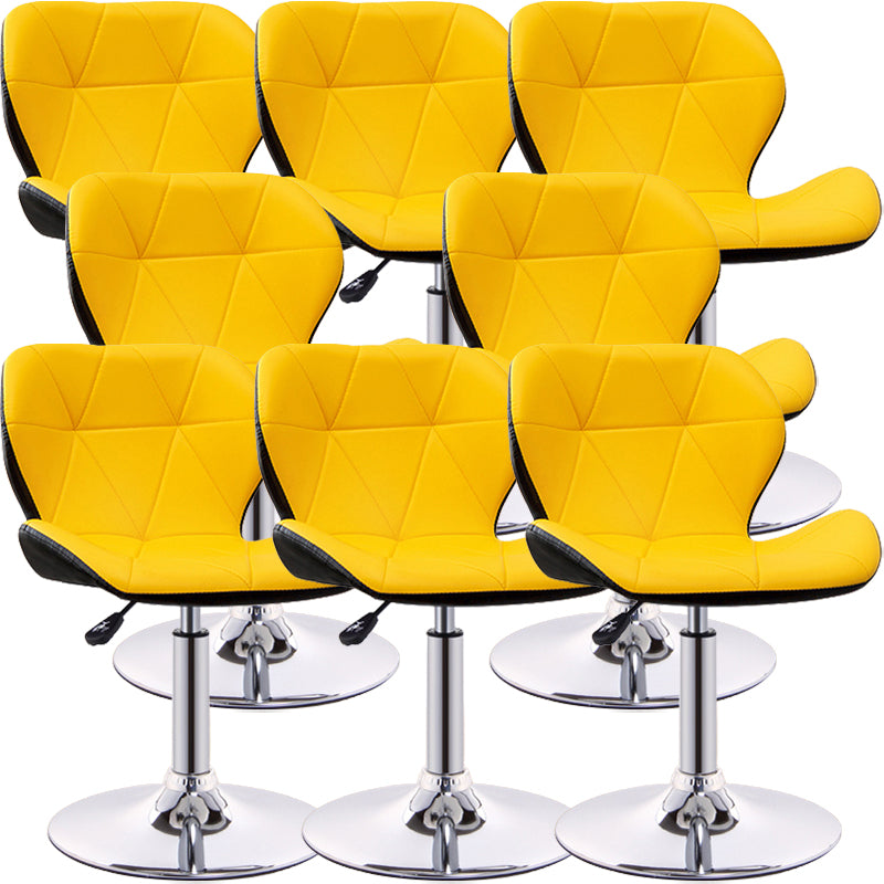 Scandinavian Metal Barstool Low Back PU Leather Furniture in Matte Finish for Indoor