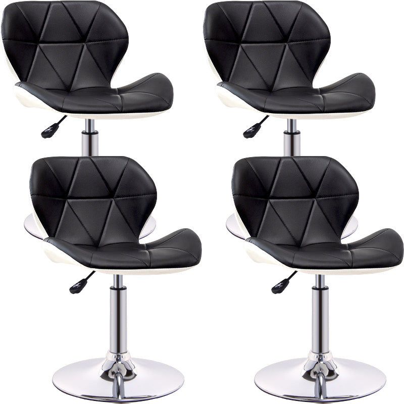 Scandinavian Metal Barstool Low Back PU Leather Furniture in Matte Finish for Indoor