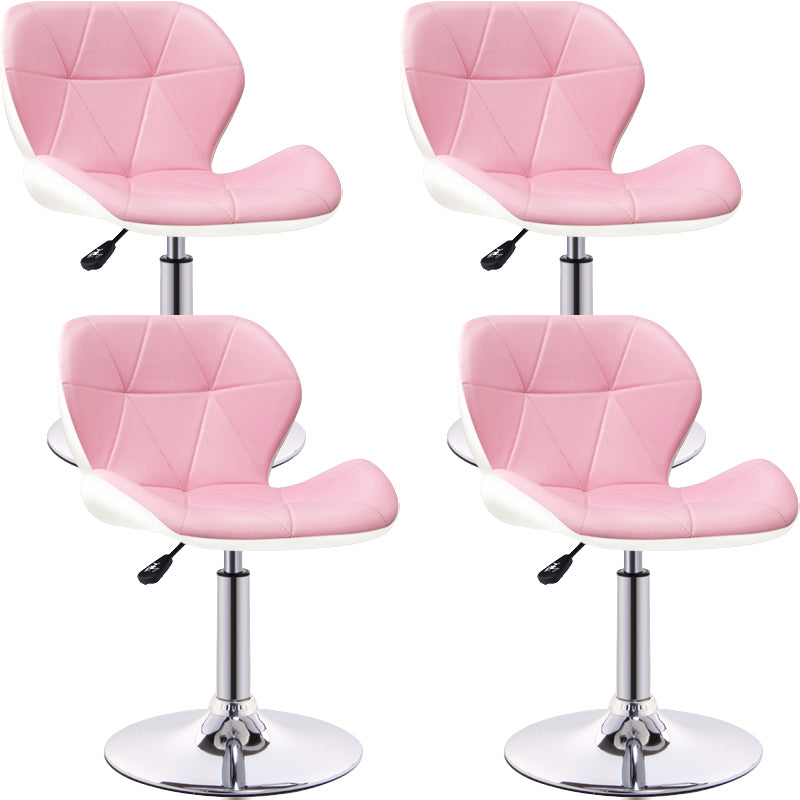 Scandinavian Metal Barstool Low Back PU Leather Furniture in Matte Finish for Indoor