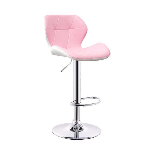 Scandinavian Metal Barstool Low Back PU Leather Furniture in Matte Finish for Indoor