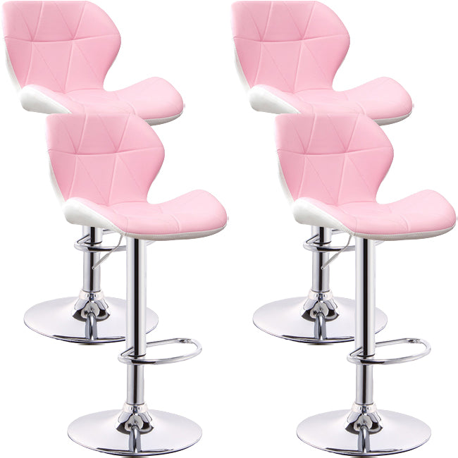 Scandinavian Metal Barstool Low Back PU Leather Furniture in Matte Finish for Indoor