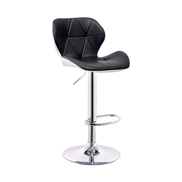 Scandinavian Metal Barstool Low Back PU Leather Furniture in Matte Finish for Indoor