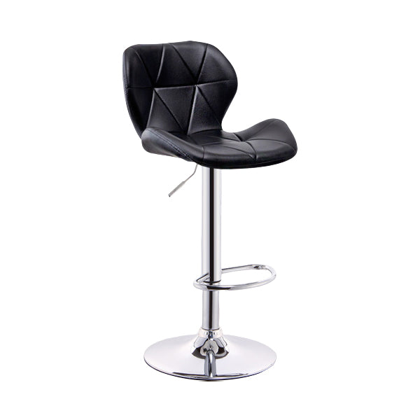 Scandinavian Metal Barstool Low Back PU Leather Furniture in Matte Finish for Indoor