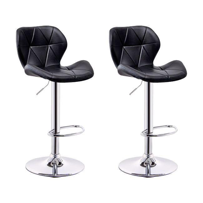 Scandinavian Metal Barstool Low Back PU Leather Furniture in Matte Finish for Indoor