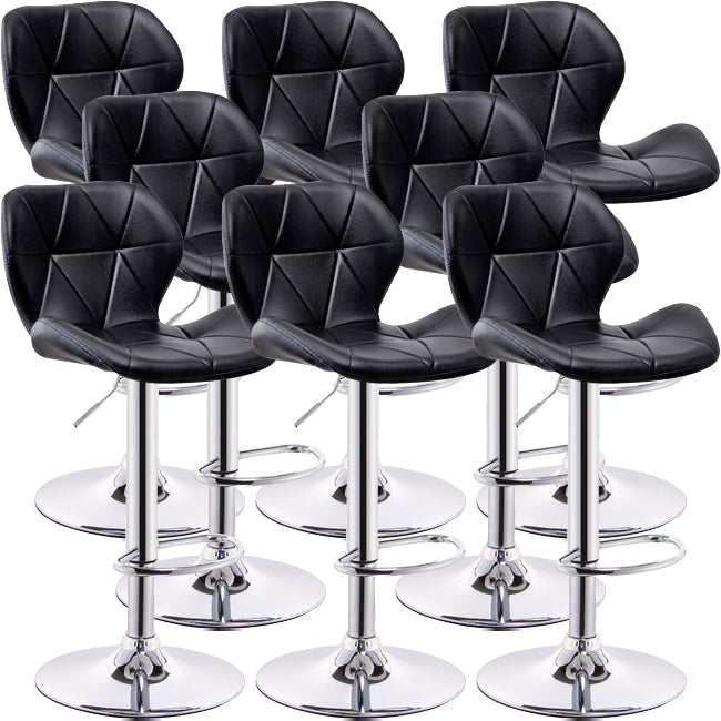 Scandinavian Metal Barstool Low Back PU Leather Furniture in Matte Finish for Indoor