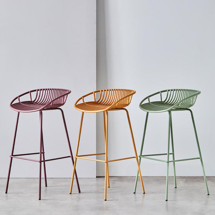 Industrial Metal Stool Metal Low Back Counter Stool in Matte Finish for Kitchen