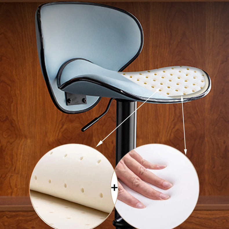 Scandinavian Metal Stool Fabric Upholstered Round Seat Counter Stool in Matte Finish