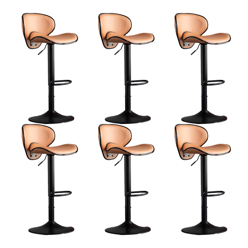 Scandinavian Metal Stool Fabric Upholstered Round Seat Counter Stool in Matte Finish