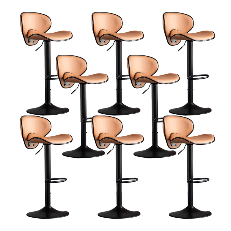 Scandinavian Metal Stool Fabric Upholstered Round Seat Counter Stool in Matte Finish