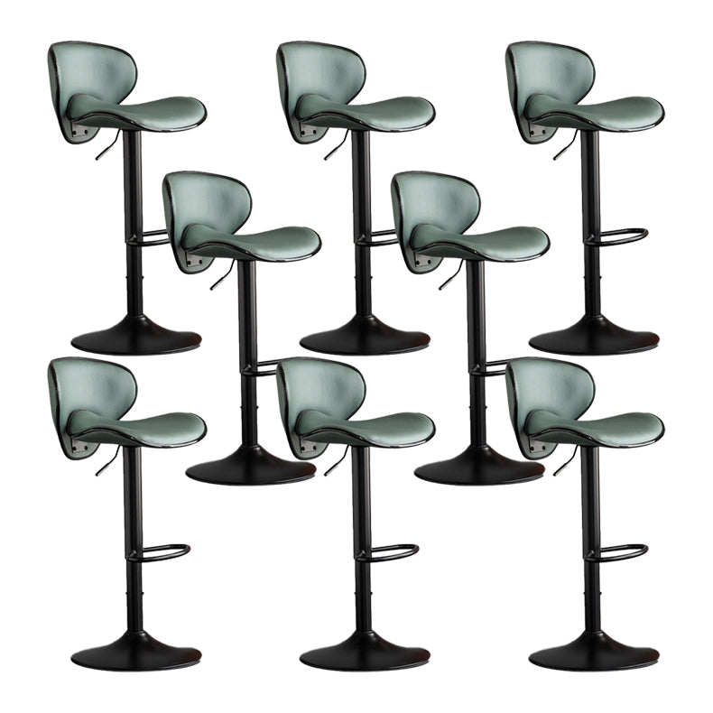 Scandinavian Metal Stool Fabric Upholstered Round Seat Counter Stool in Matte Finish