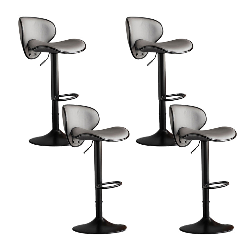 Scandinavian Metal Stool Fabric Upholstered Round Seat Counter Stool in Matte Finish