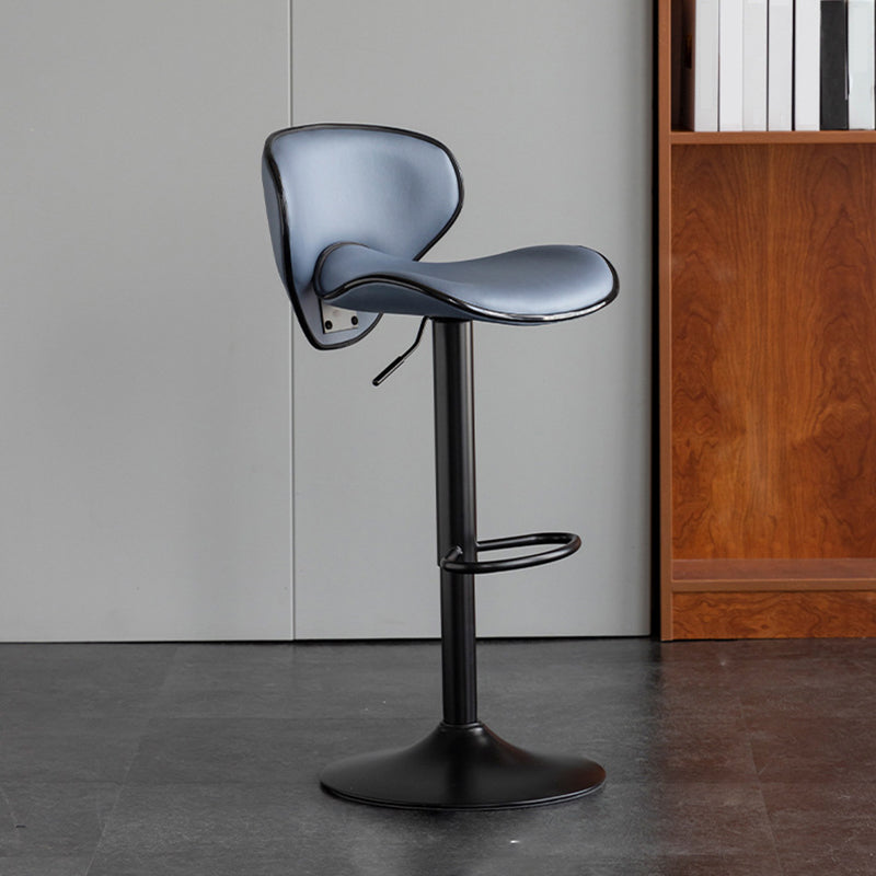 Scandinavian Metal Stool Fabric Upholstered Round Seat Counter Stool in Matte Finish