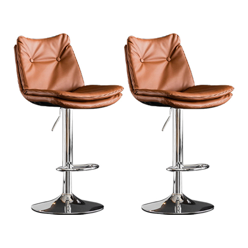 Scandinavian Metal Stool Faux Leather Upholstered Counter Stool in Matte Finish