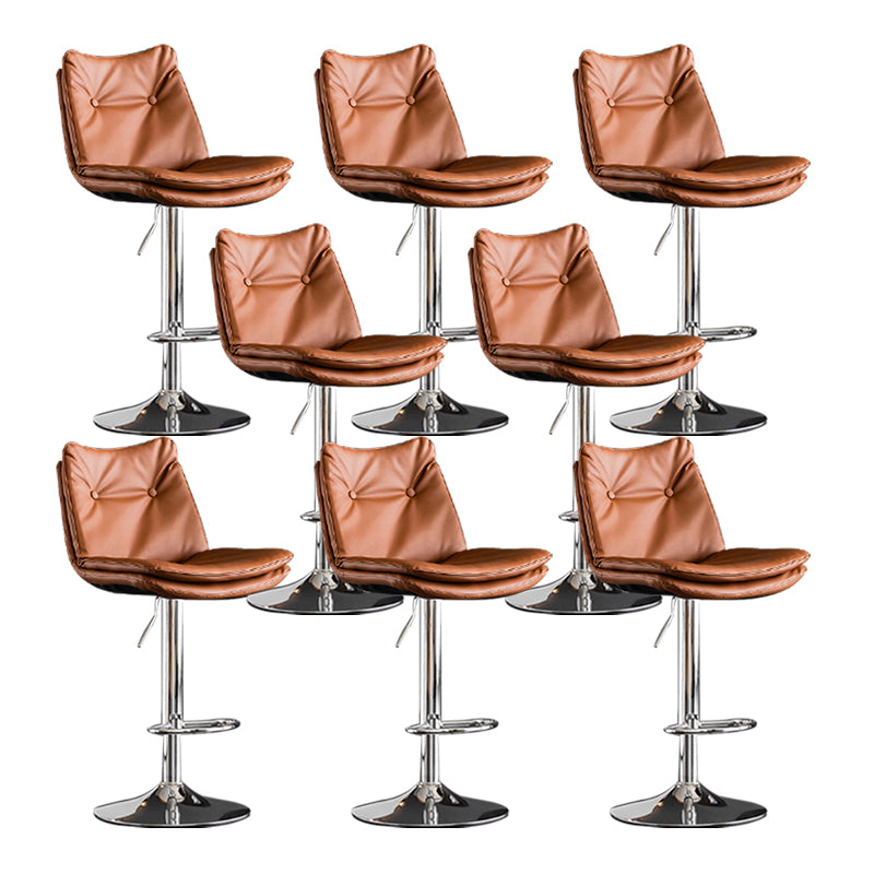 Scandinavian Metal Stool Faux Leather Upholstered Counter Stool in Matte Finish