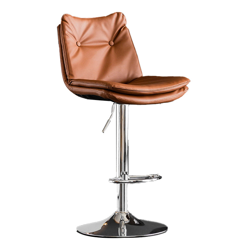 Scandinavian Metal Stool Faux Leather Upholstered Counter Stool in Matte Finish