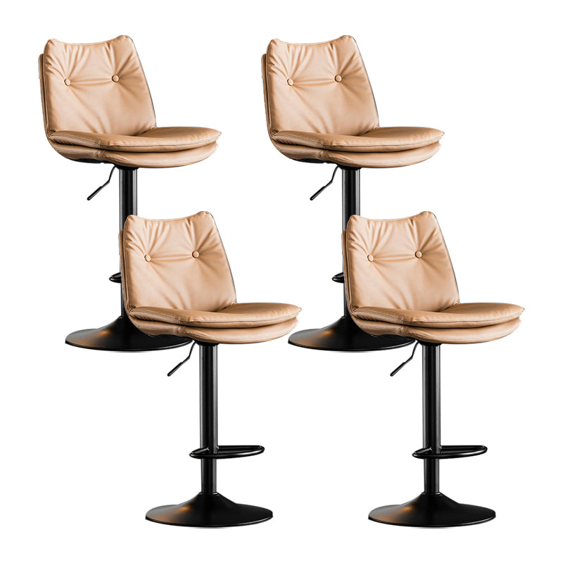 Scandinavian Metal Stool Faux Leather Upholstered Counter Stool in Matte Finish