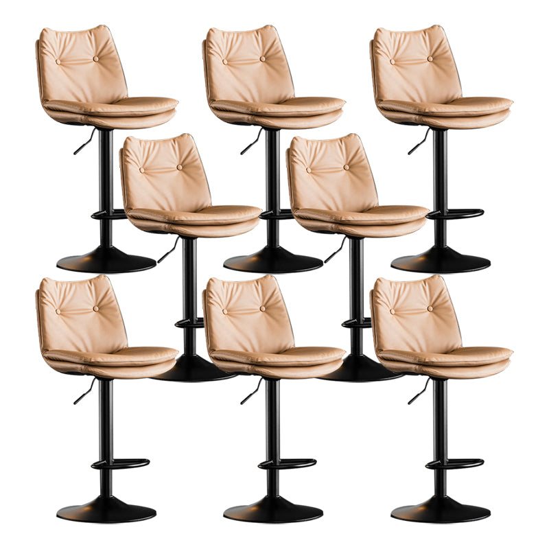 Scandinavian Metal Stool Faux Leather Upholstered Counter Stool in Matte Finish