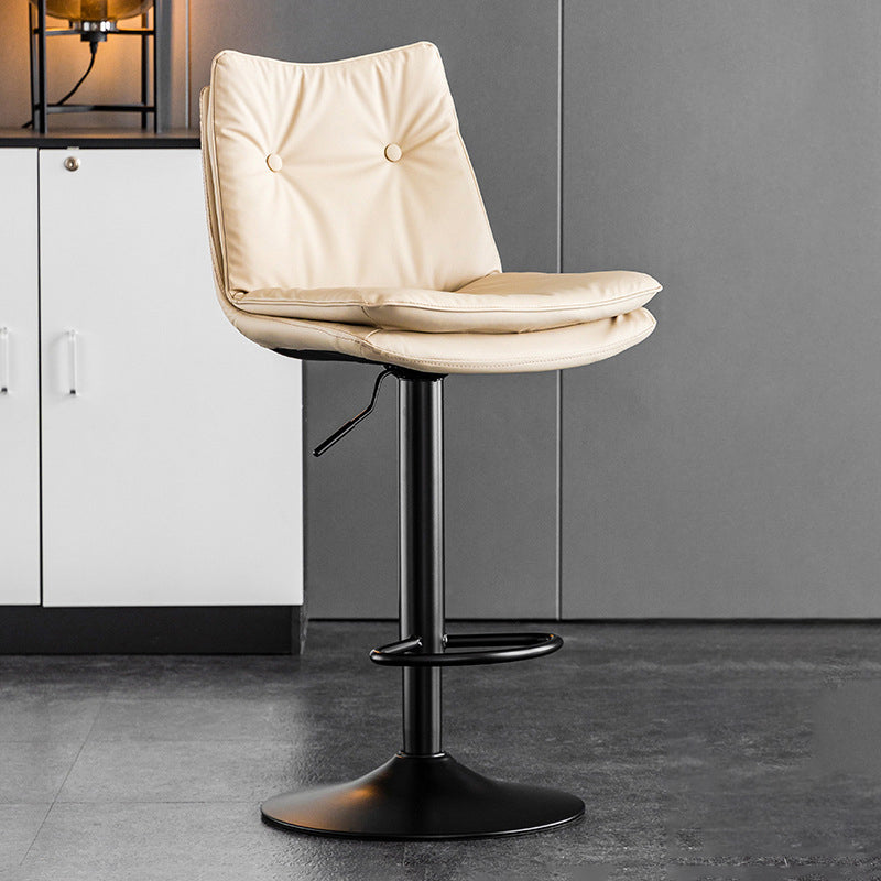 Scandinavian Metal Stool Faux Leather Upholstered Counter Stool in Matte Finish