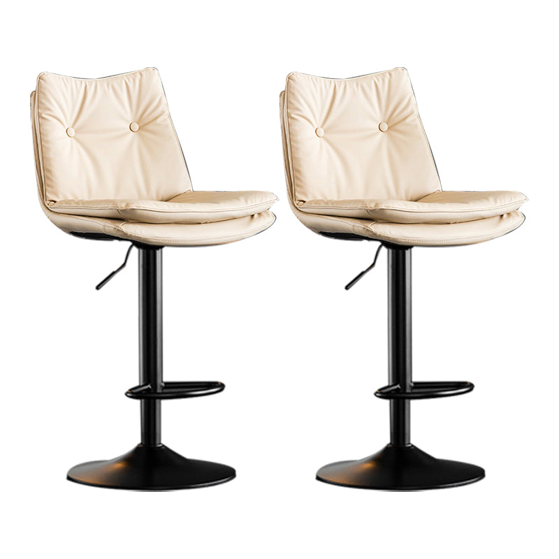 Scandinavian Metal Stool Faux Leather Upholstered Counter Stool in Matte Finish