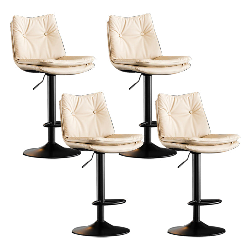 Scandinavian Metal Stool Faux Leather Upholstered Counter Stool in Matte Finish