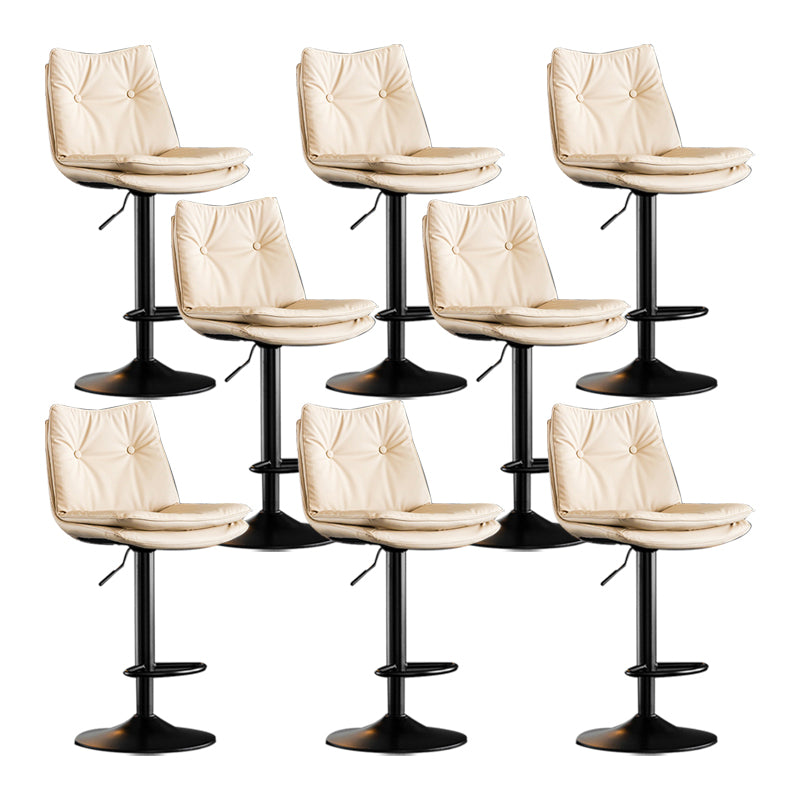 Scandinavian Metal Stool Faux Leather Upholstered Counter Stool in Matte Finish