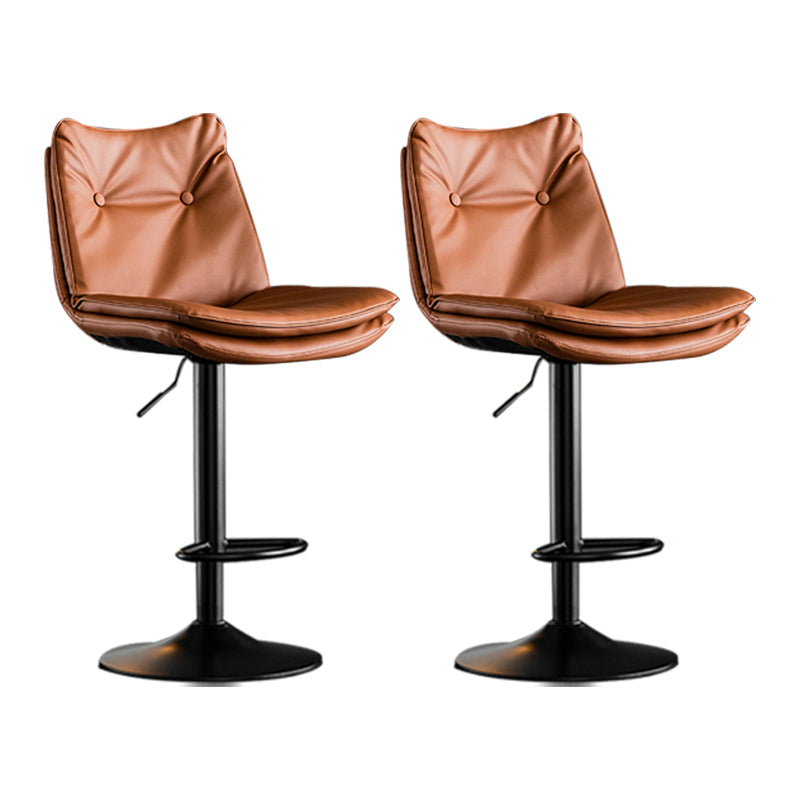 Scandinavian Metal Stool Faux Leather Upholstered Counter Stool in Matte Finish