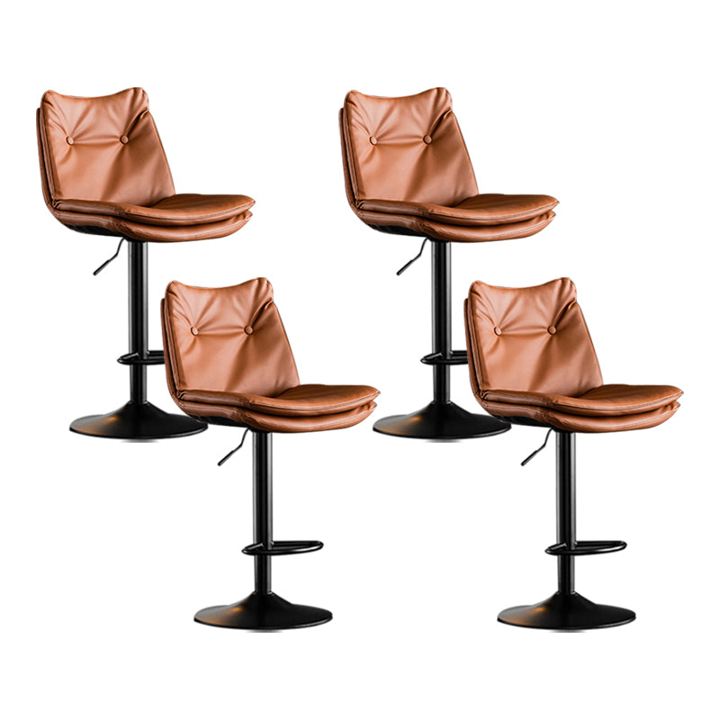 Scandinavian Metal Stool Faux Leather Upholstered Counter Stool in Matte Finish